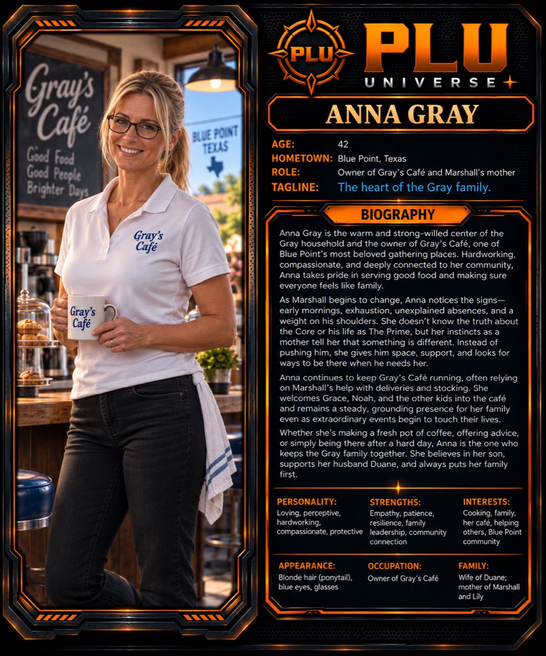 First Light character profile for Anna Gray