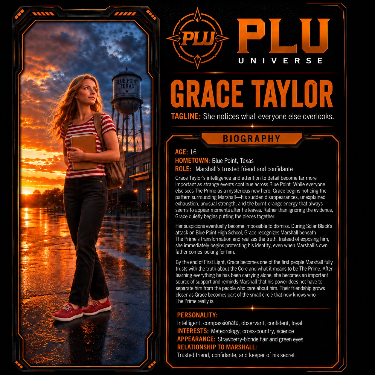 First Light character profile for Grace Taylor