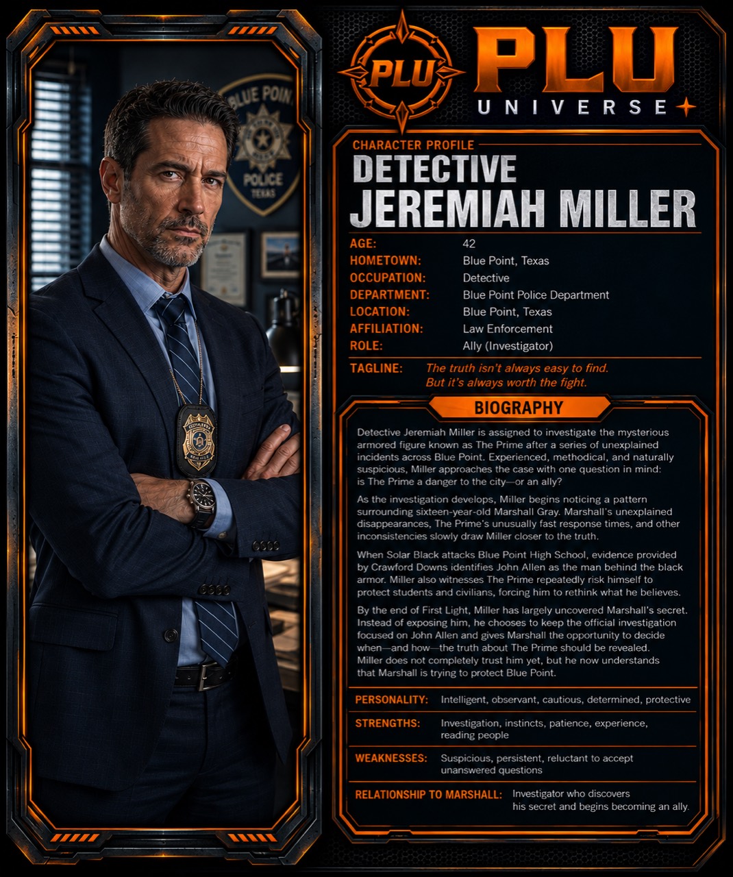 First Light character profile for Detective Jeremiah Miller