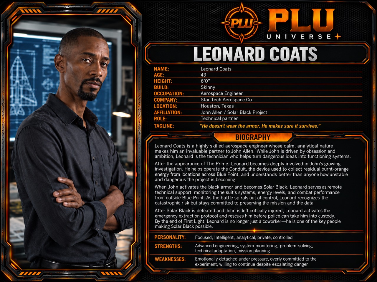 First Light character profile for Leonard Coats