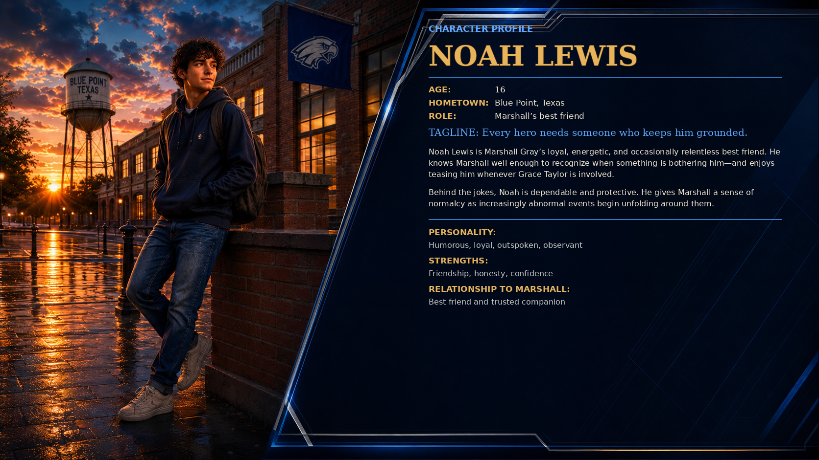 Character profile for Noah Lewis, Marshall's loyal best friend
